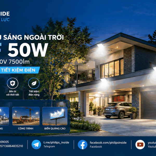 [Philips Inside] Đèn Pha LED Floodlight Chiếu Sáng Sân Vườn Nhà Ở Citilight CTL101F 50W LED75/WW 220-240V 7500LM