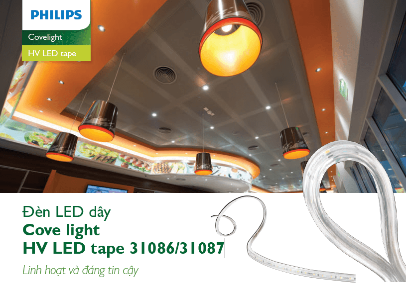Đèn Led dây Philips chiếu sáng hắt trần Trade HV Tape (LED dây 220V) 50m DLI 31086 HV LED TAPE 3000K LL White Đèn Led dây Philips chiếu sáng hắt trần Trade HV Tape (LED dây 220V) 50m DLI 31086 HV LED TAPE 3000K LL White