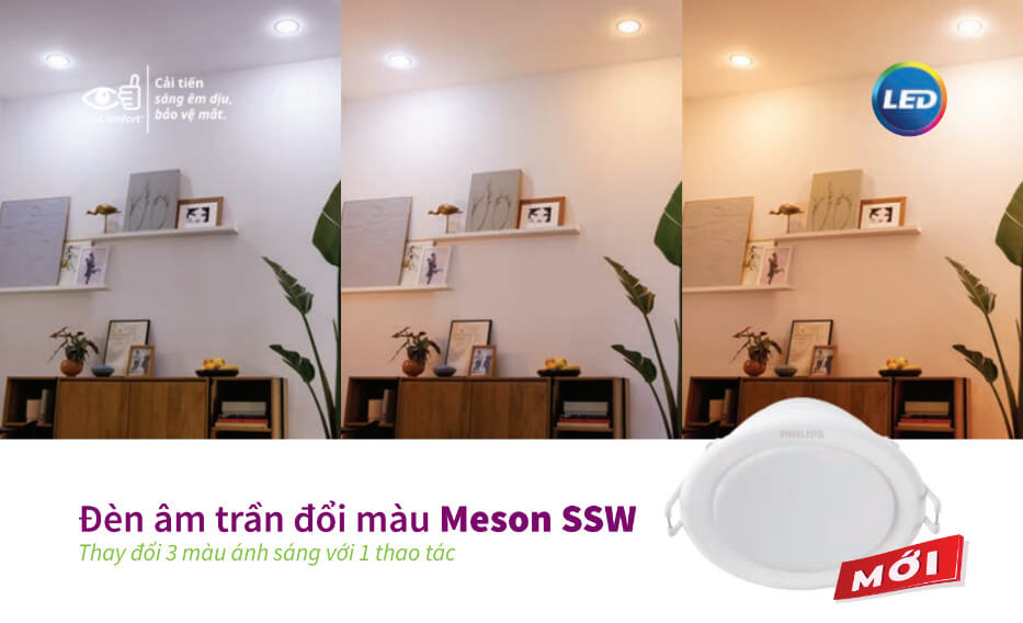 Đèn Thông số kỹ thuật Downlight LED âm trần đổi màu Philips Meson SSW Đèn Thông số kỹ thuật Downlight LED âm trần đổi màu Philips Meson SSW
