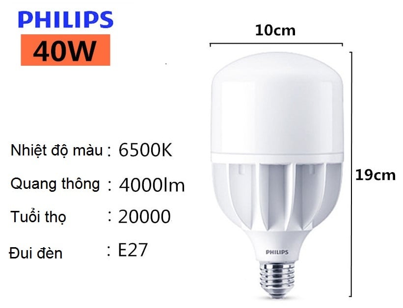 Bóng đèn Led trụ Philips TForce Core HB 40-40W E27 865 ánh sáng trắng Bóng đèn Led trụ Philips TForce Core HB 40-40W E27 865 ánh sáng trắng