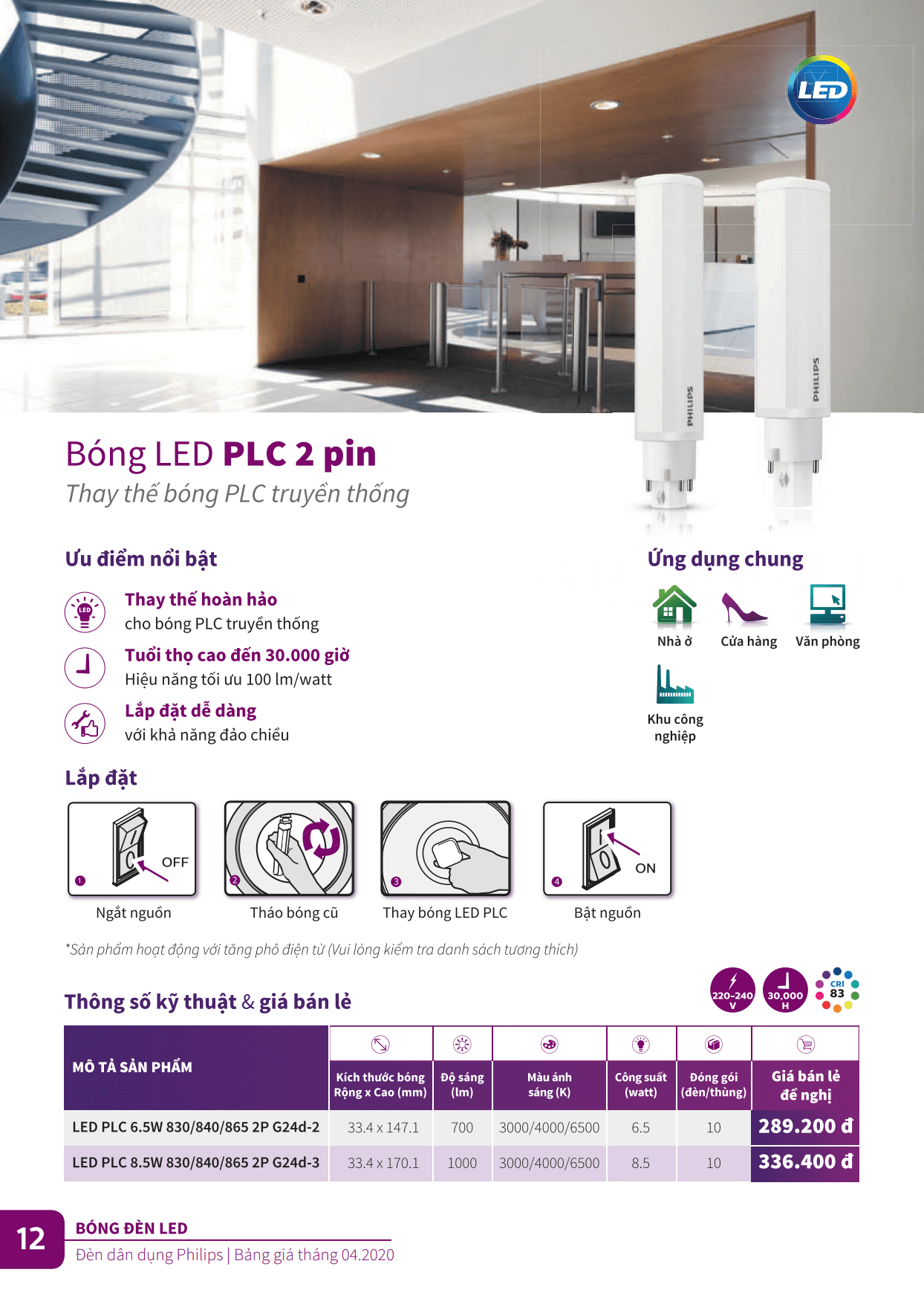 Bóng đèn Led Philips PLC 2 pin - thay thế bóng PLC truyền thống Bóng đèn Led Philips PLC 2 pin - thay thế bóng PLC truyền thống