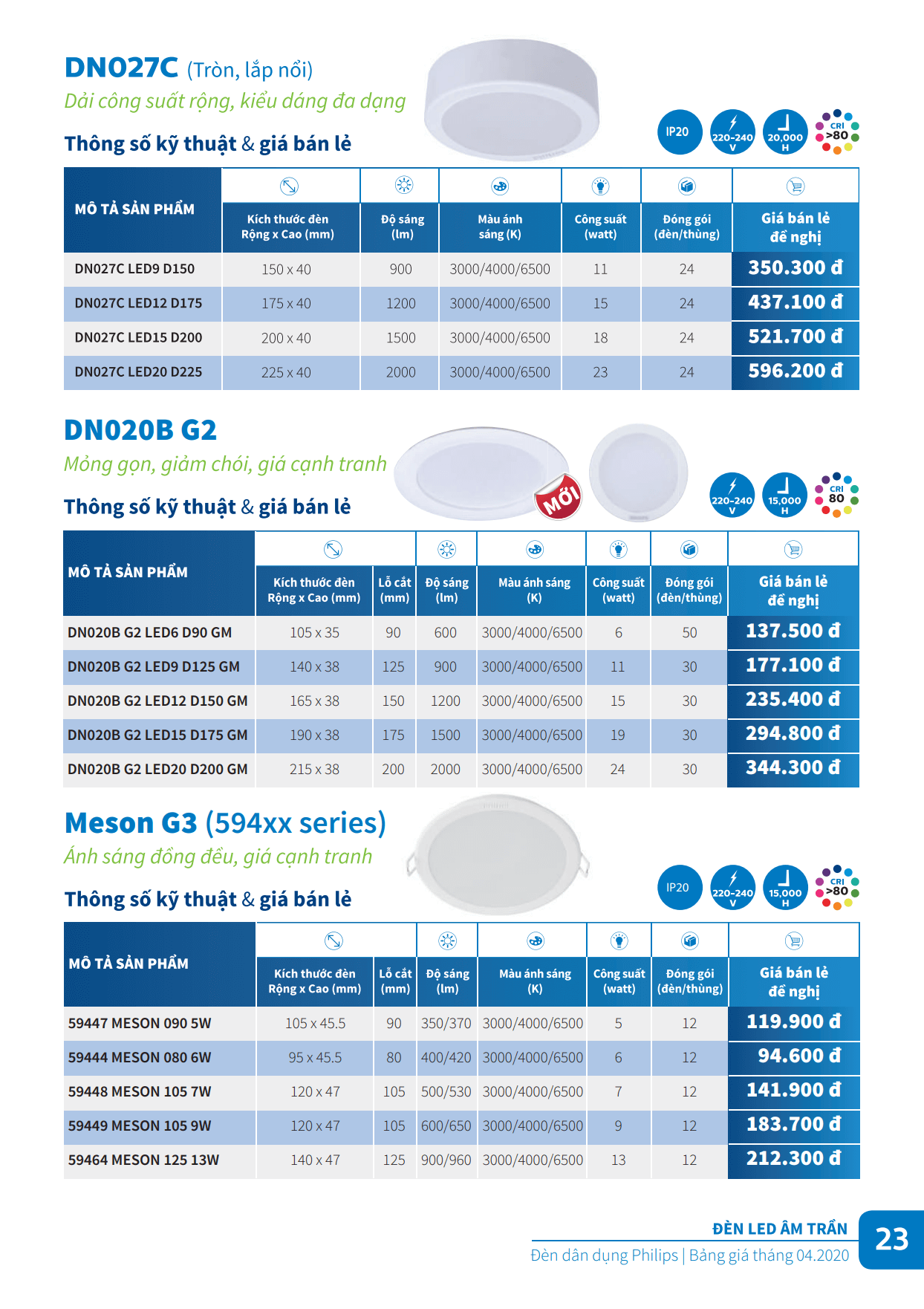 Đèn Led Philips DN027C tròn, lắp nổi và DN020B G2 âm trần Đèn Led Philips DN027C tròn, lắp nổi và DN020B G2 âm trần
