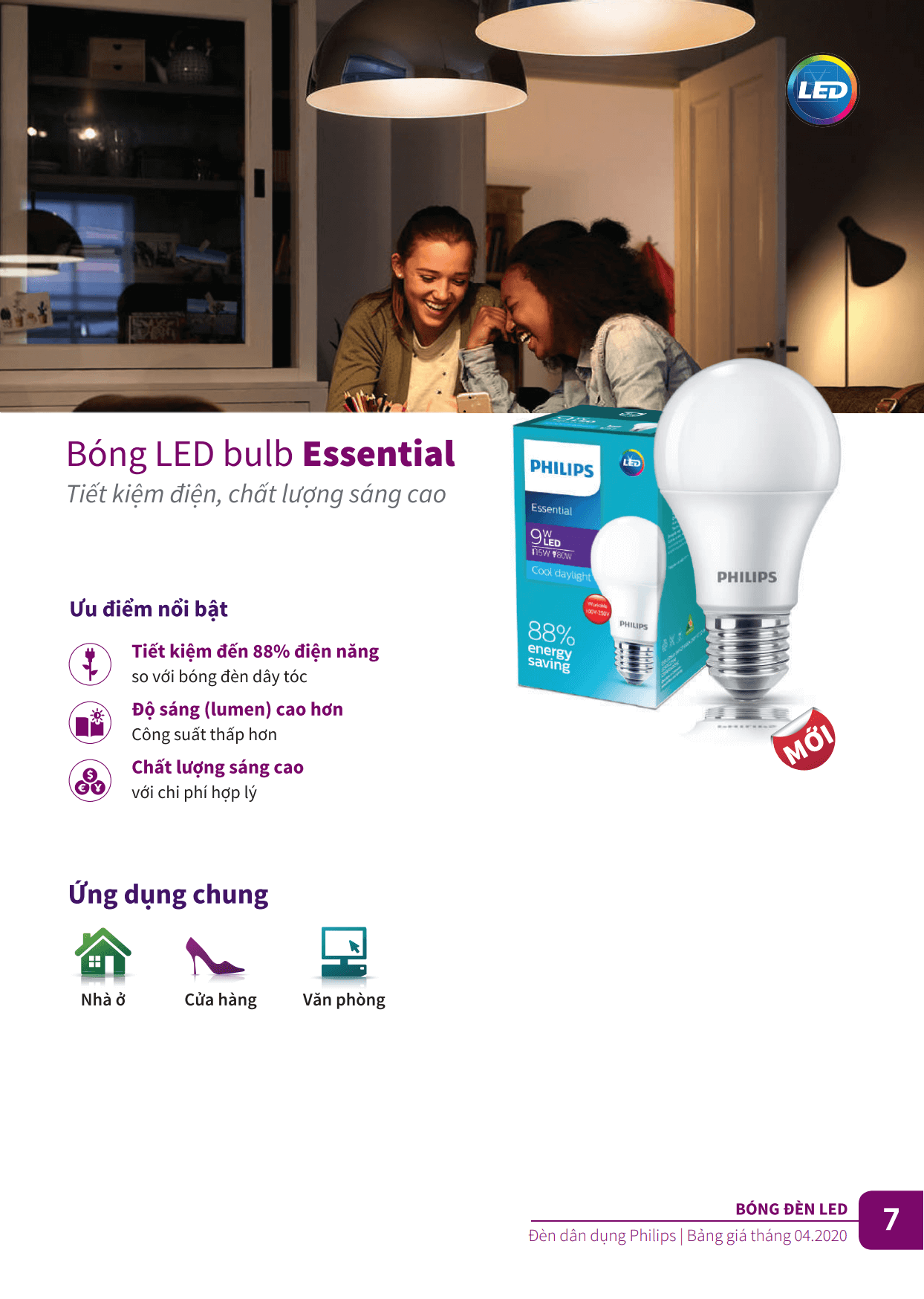 Bóng Led Philips Bulb Essential - Tiết kiệm điện, chất lượng sáng cao Bóng Led Philips Bulb Essential - Tiết kiệm điện, chất lượng sáng cao