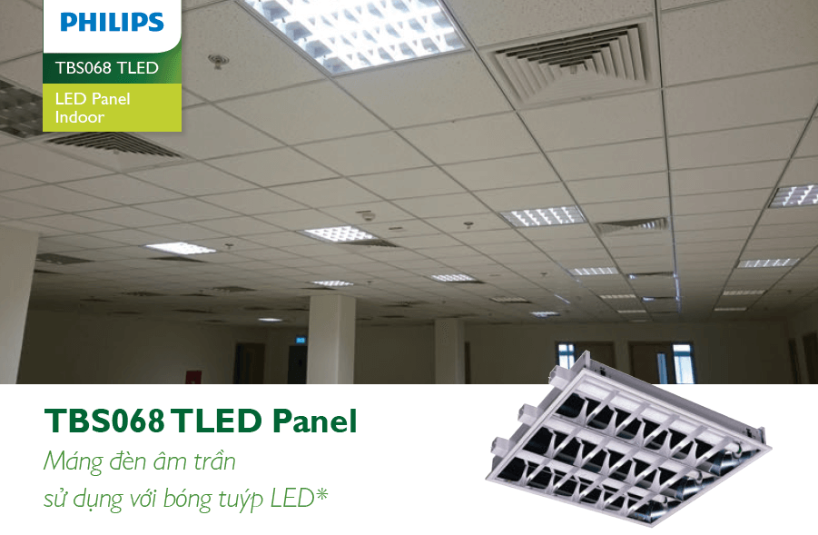 Máng đèn âm trần Led Philips TBS068 2xTLED W30L120 M2 Máng đèn âm trần Led Philips TBS068 2xTLED W30L120 M2