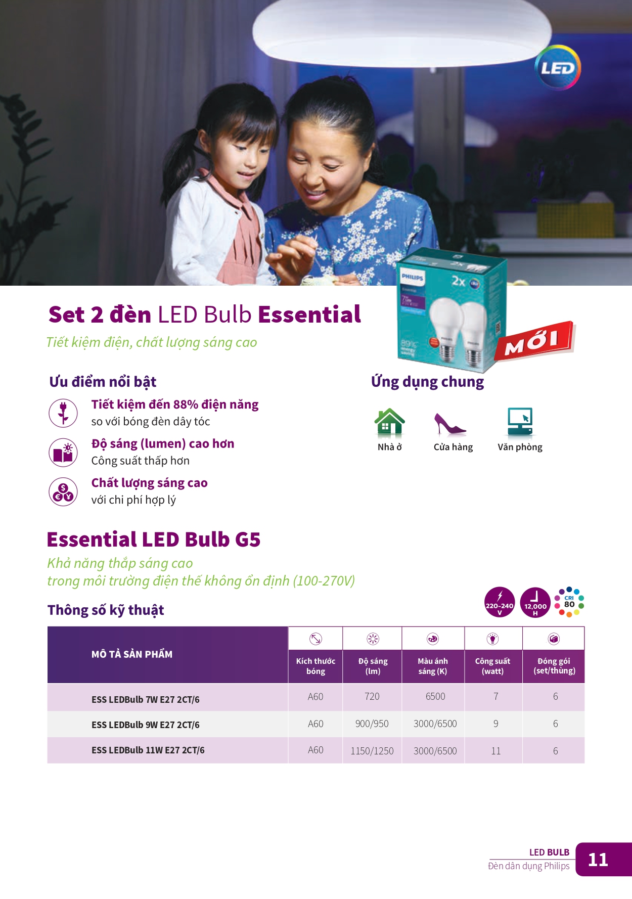 Catalogue Set 2 bóng đèn LED Bulb Philips Essential Catalogue Set 2 bóng đèn LED Bulb Philips Essential