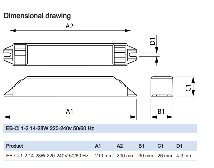 Thông số kỹ thuật Ballast (Tăng phô/Chấn lưu) điện tử TL-5 1m2 Philips EB-Ci 1-2 14-28W 220-240v 50/60 Hz Thông số kỹ thuật Ballast (Tăng phô/Chấn lưu) điện tử TL-5 1m2 Philips EB-Ci 1-2 14-28W 220-240v 50/60 Hz