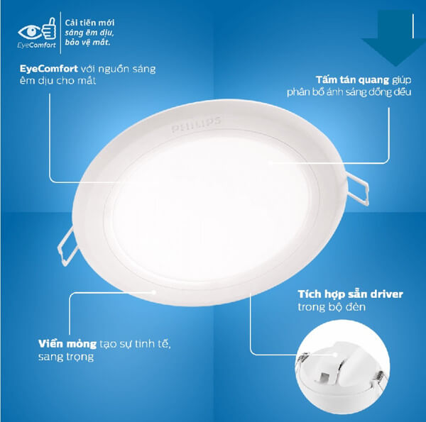Đèn Downlight LED âm trần đổi màu Philips Meson SSW có nhiều tiện ích Đèn Downlight LED âm trần đổi màu Philips Meson SSW có nhiều tiện ích