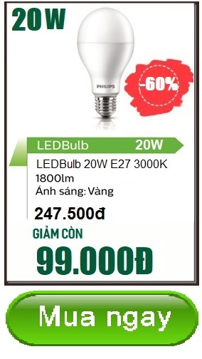 LEDBulb Philips Hilumen 20W E27 A67 3000K ánh sáng vàng LEDBulb Philips Hilumen 20W E27 A67 3000K ánh sáng vàng
