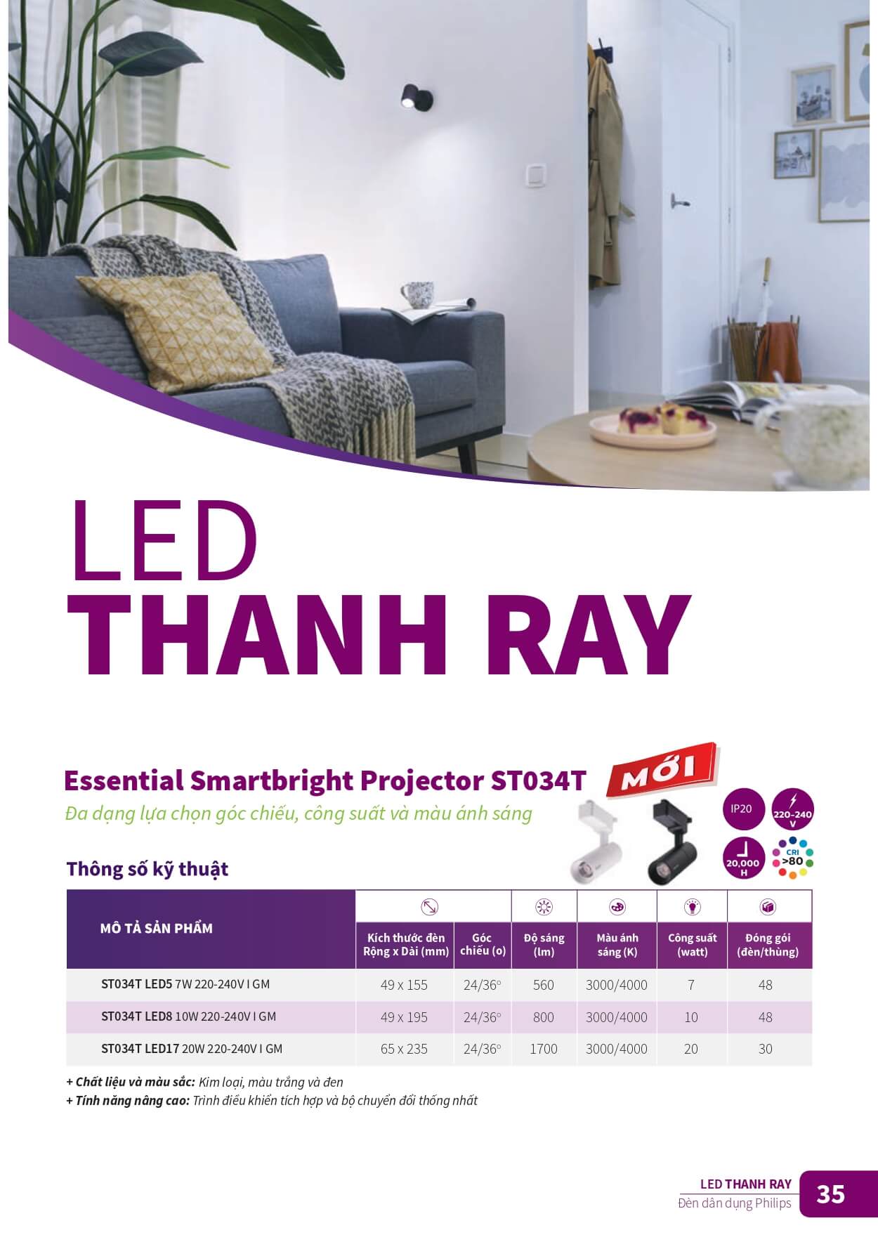 Catologue bóng đèn led philips chiếu điểm Đèn LED chiếu điểm Essential Smartbright projector ST034T Catologue bóng đèn led philips chiếu điểm Đèn LED chiếu điểm Essential Smartbright projector ST034T