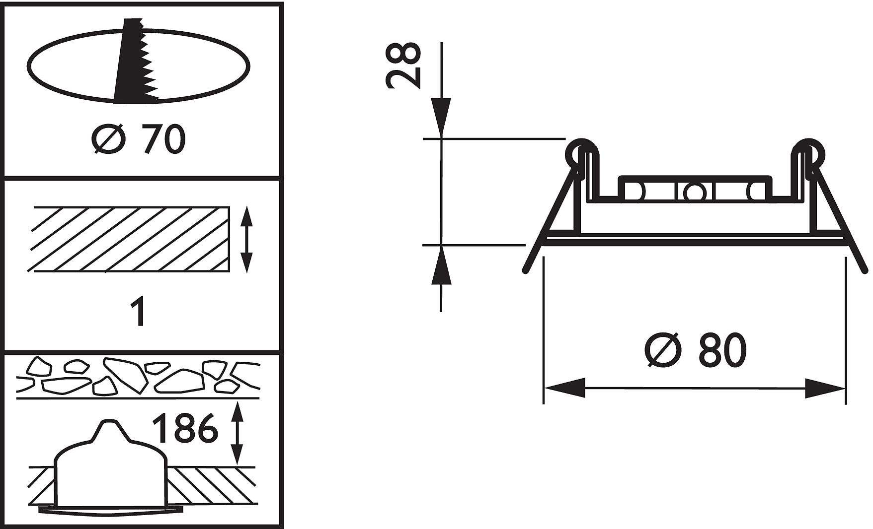 Kích thước chóa đèn Downlight âm trần chiếu điểm Led Philips QBS020