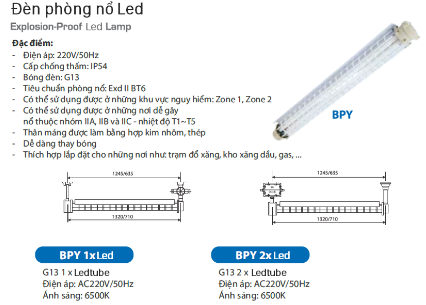 Thông số kỹ thuật bộ đèn phòng chống cháy nổ hiệu EEW 1m2x2 bóng đèn Led tuýp Philips BPY-LED Thông số kỹ thuật bộ đèn phòng chống cháy nổ hiệu EEW 1m2x2 bóng đèn Led tuýp Philips BPY-LED