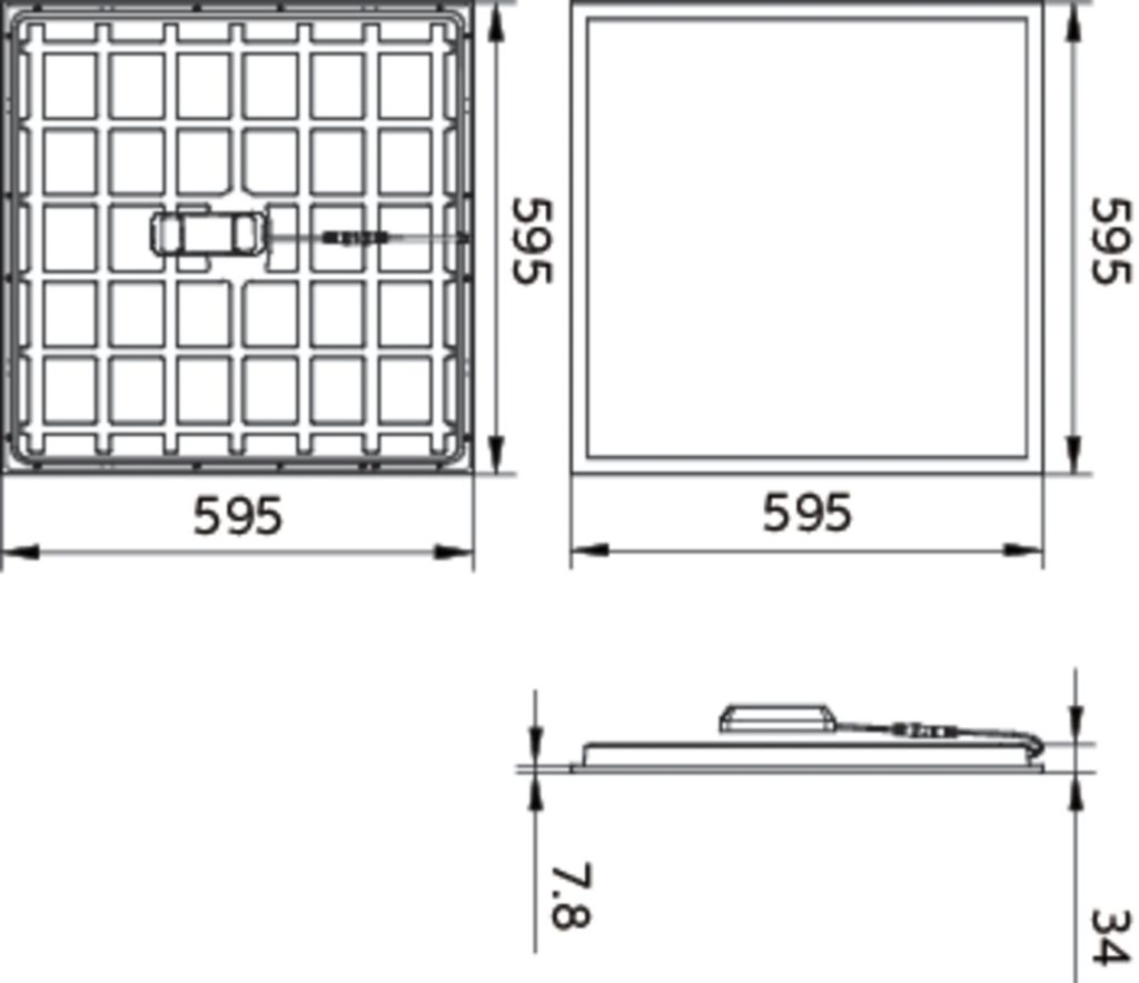Kích thước bộ máng đèn âm trần Panel Philips RC048B 36W LED32S/865 PSU 600x600 NOC GM Kích thước bộ máng đèn âm trần Panel Philips RC048B 36W LED32S/865 PSU 600x600 NOC GM