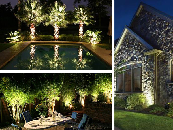 Khuông viên bên ngoài được trang trí bằng đèn pha LED Ứng dụng chiếu sáng sân vườn bằng đèn pha LED