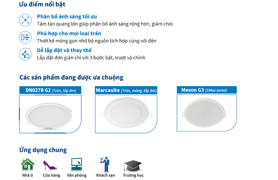Bộ đèn downlight âm trần vuông LED Philips DN027B G2 LED6/WW 7W 220-240V L100 SQ Bộ đèn downlight âm trần vuông LED Philips DN027B G2 LED6/WW 7W 220-240V L100 SQ