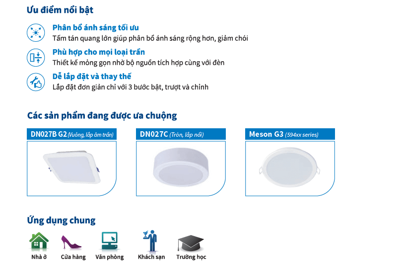 Bộ đèn downlight gắn nổi vuông LED Philips DN027C LED9/WW D150 Bộ đèn downlight gắn nổi vuông LED Philips DN027C LED9/WW D150