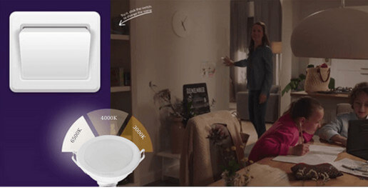 Đèn Downlight LED âm trần đổi màu Meson SSW thay đổi màu sắc ánh sáng Trắng/ Trung tính/ Vàng bằng cách bật công tắc hai lần Đèn Downlight LED âm trần đổi màu Meson SSW thay đổi màu sắc ánh sáng Trắng/ Trung tính/ Vàng bằng cách bật công tắc hai lần