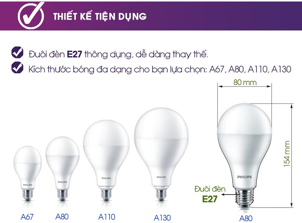 bóng đèn Led Bulb Philips 19W -160W/2500Lm/6500K A80 bóng đèn Led Bulb Philips 19W -160W/2500Lm/6500K A80