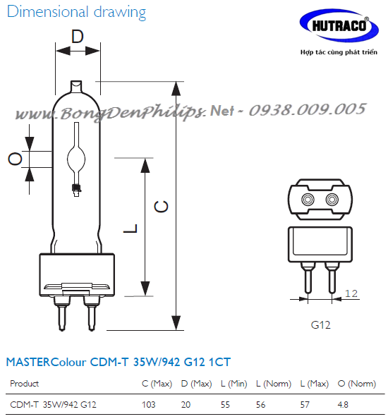 Bóng đèn cao áp Master CDM-R111 Philips 35W 830/942 Gx8.5 24D Bóng đèn cao áp Master CDM-R111 Philips 35W 830/942 Gx8.5 24D
