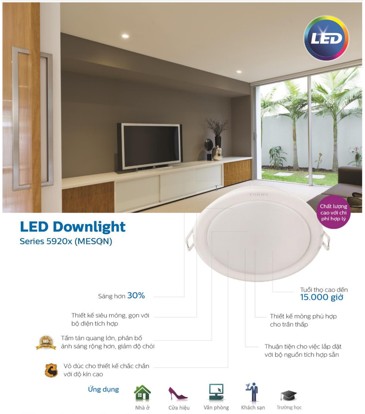 Đèn Downlight âm trần LED 7W Philips 59202 - 2700K/4000K/6500K 230V ¢105 Đèn Downlight âm trần LED 7W Philips 59202 - 2700K/4000K/6500K 230V ¢105