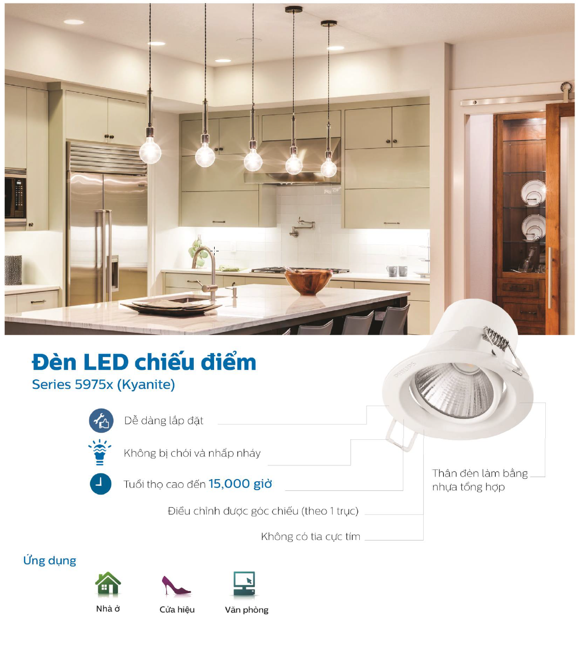 Combo 12 Đèn Downlight Led chiếu điểm Spotlight Philips 59752 Kyanite 5W 2700K Combo 12 Đèn Downlight Led chiếu điểm Spotlight Philips 59752 Kyanite 5W 2700K