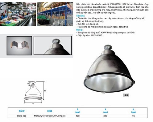 Bộ đèn cao áp HighBay bóng Metal Halide Philips HPI-Pus 400W chiếu sáng nhà xưởng HDK400 (bao gồm tăng phô, kích, tụ, bóng Philips chóa HDK400) Bộ đèn cao áp HighBay bóng Metal Halide Philips HPI-Pus 400W chiếu sáng nhà xưởng HDK400 (bao gồm tăng phô, kích, tụ, bóng Philips chóa HDK400)