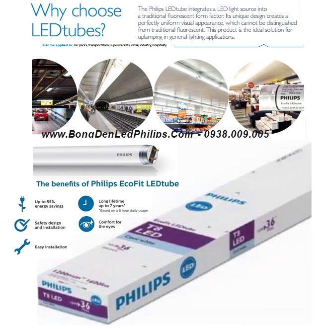 EcoFit LEDTube Philips 1m2 16W 765 T8 chiếu sáng hiệu quả EcoFit LEDTube Philips 1m2 16W 765 T8 chiếu sáng hiệu quả