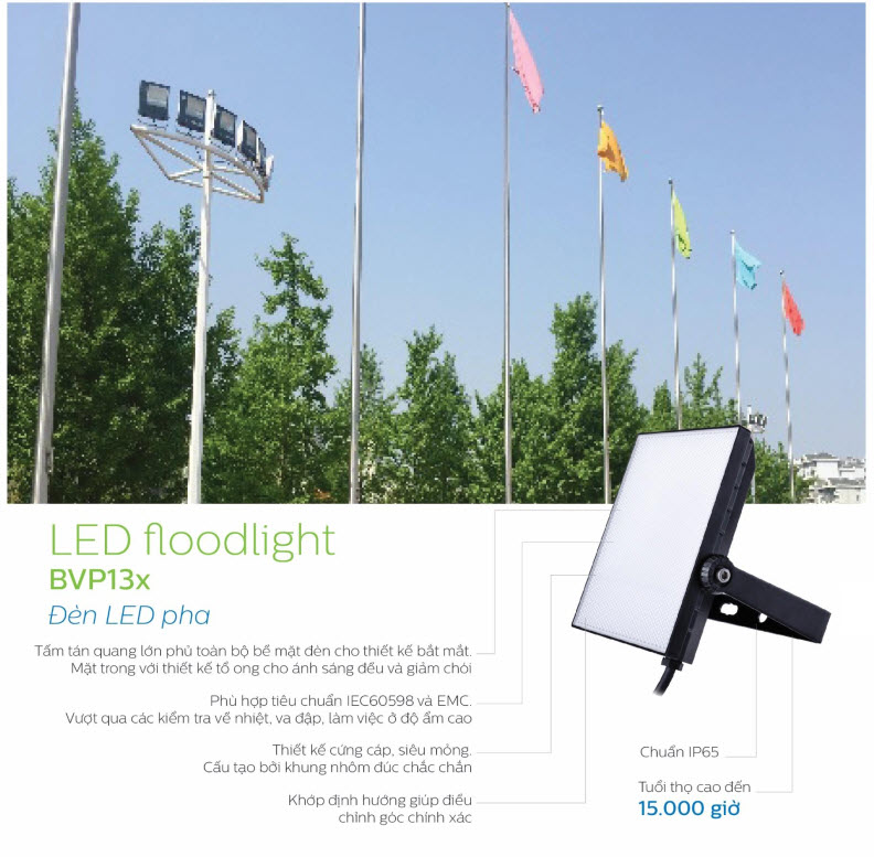 Đèn pha Led Philips Floodlight BVP135 LED40/CW 50W 220-240V WB Đèn pha Led Philips Floodlight BVP135 LED40/CW 50W 220-240V WB