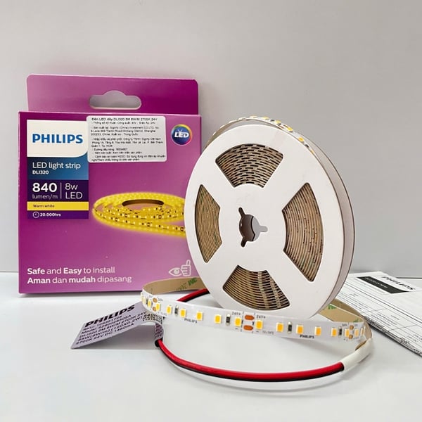 Kiến tạo không gian tinh tế: Đèn trang trí LED dây hắt trần Philips DLI320 5M 8W/M 2700K 840LM 24V cho biệt thự