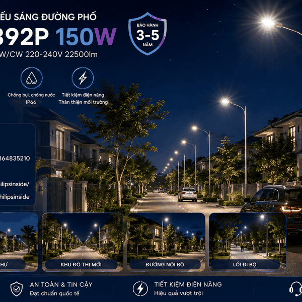 [PHILIPS INSIDE] Đèn LED Chiếu Sáng Đường Phố CITILIGHT CTL382CMN 65W LED98 WW/NW/CW 220-240V 9750LM