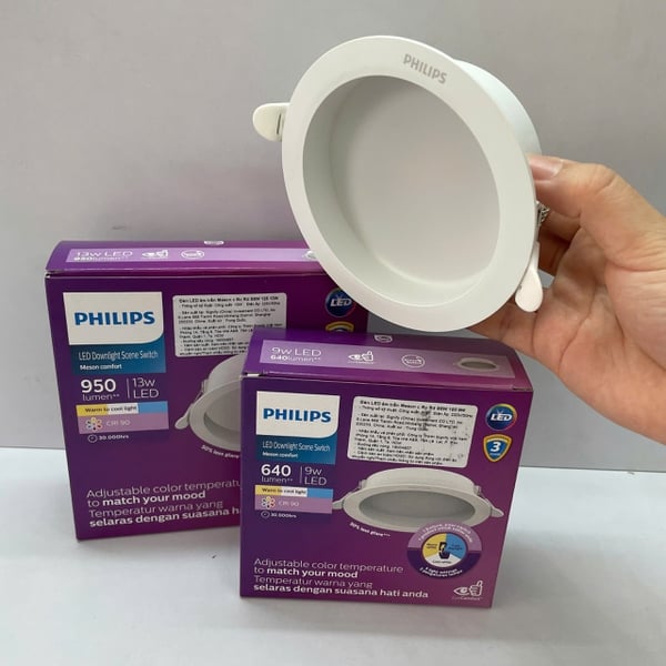 Đèn Downlight Âm Trần Chóa Sâu Philips Meson: Ánh Sáng Tinh Tế, 3 Chế Độ Linh Hoạt Cho Mọi Không Gian Sống