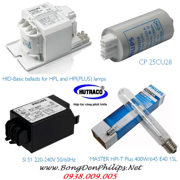 Bộ ruột đèn cao áp Metal Halide Philips HPI-T 400W - dùng chiếu sáng sân bóng