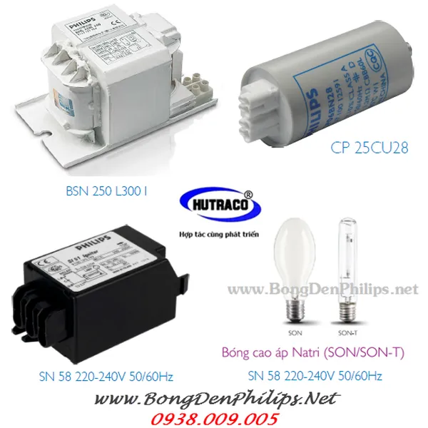 Bộ ruột đèn cao áp Philips SON-T 250W dùng chiếu sáng đường phố
