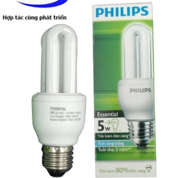 Bóng đèn Compact Philips 5W 2U Genie ánh sáng vàng