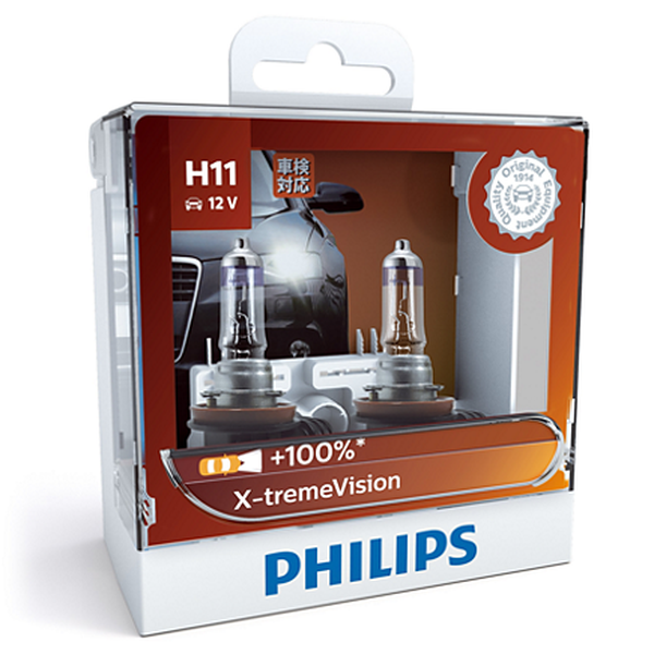 Bóng đèn pha ôtô/ xe hơi Philips Halogen H11 C 12362 XV 12V 55W PGJ19-2 S2 tăng sáng 100%, sáng vàng 3500K