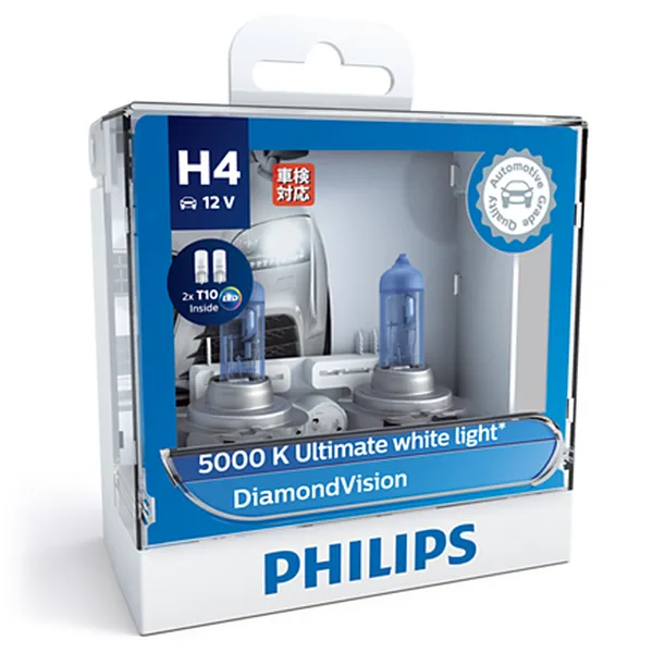 Bóng đèn pha ôtô/ xe hơi Philips Halogen H4 12342 DV 12V 60/55W PGJ19-2 S2 ánh sáng trắng, độ sáng 5000K