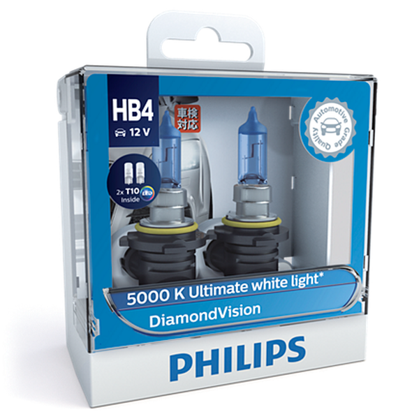 Bóng đèn pha ôtô/ xe hơi Philips Halogen HB4 9006 DV 12.8V 55W P22d S2 ánh sáng trắng, độ sáng 5000K