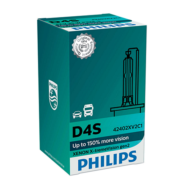 Bóng đèn pha ôtô/ xe hơi Philips Xenon D4S 42402 XV2 42V 35W P32D-5 C1 tăng sáng 150%, sáng vàng tiêu chuẩn 4800K