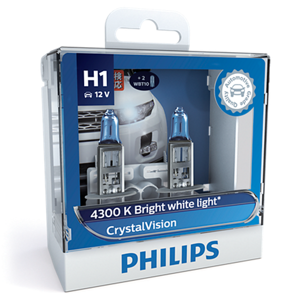 Bóng đèn xe hơi/ xe ô tô Halogen Philips CRYSTAL VISION H1 12258 CVB1 12V 55W ánh sáng 4300K