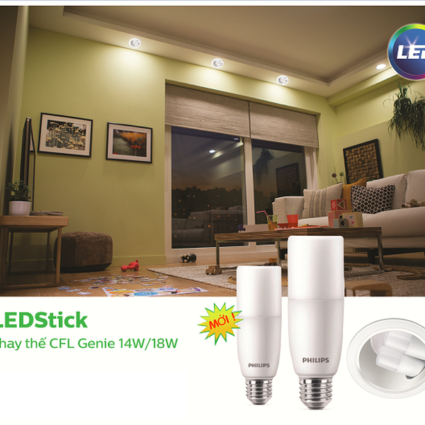 Combo 12 Bóng đèn Philips LEDStick 11W E27 ánh sáng vàng 3000K 1055Lm
