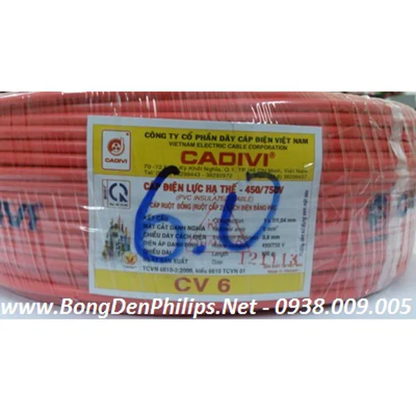 Dây cáp điện CADIVI CV 6.0 mm2