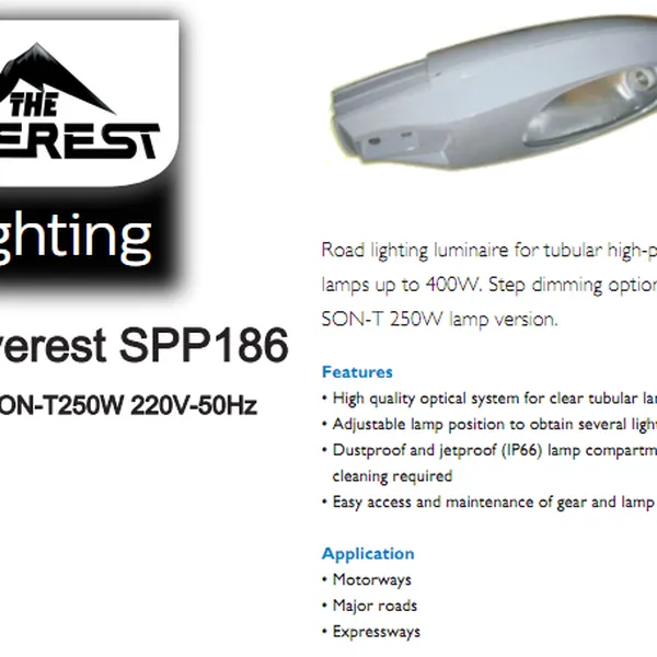 Đèn đường cao áp The Everest SPP186 SON-T250W Philips 220V-50Hz (bao gồm tăng phô, kích, tụ, bóng Philips)