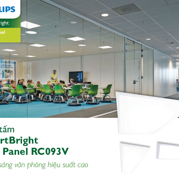 Máng đèn âm trần Led Panel Philips SmartBright 2.0 troffer RC093V LED36S/865 W600L600