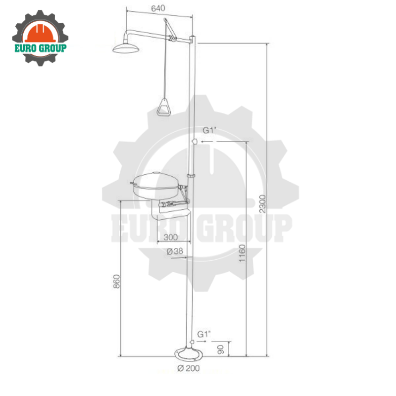 Bồn Rửa Mắt Kết Hợp Sen Tắm Khẩn Cấp WJH0958B Inox SUS304 Bồn Rửa Mắt Kết Hợp Sen Tắm Khẩn Cấp WJH0958B Inox SUS304