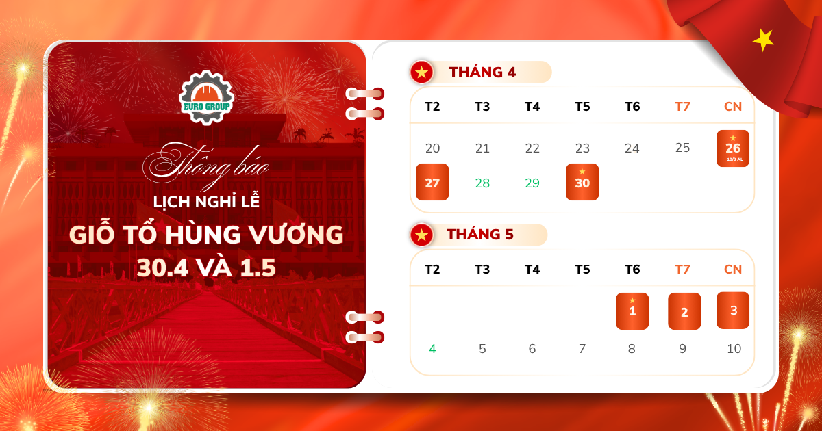 THÔNG BÁO LỊCH NGHỈ LỄ GIỖ TỔ HÙNG VƯƠNG & 30/4 – 1/5 THÔNG BÁO LỊCH NGHỈ LỄ GIỖ TỔ HÙNG VƯƠNG & 30/4 – 1/5