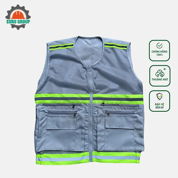 Áo ghi lê kỹ thuật cao cấp 6 túi – Phản quang an toàn, tiện dụng cho kỹ sư
