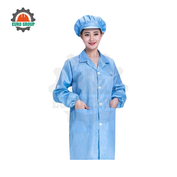 Áo Choàng Phòng Sạch Chống Tĩnh Điện Polyester Pha Sợi Carbon
