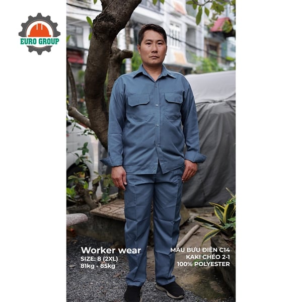 Áo đồng phục công nhân kaki chéo 2/1