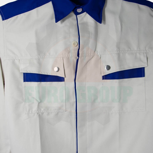Áo đồng phục công nhân phối màu kem xanh bích