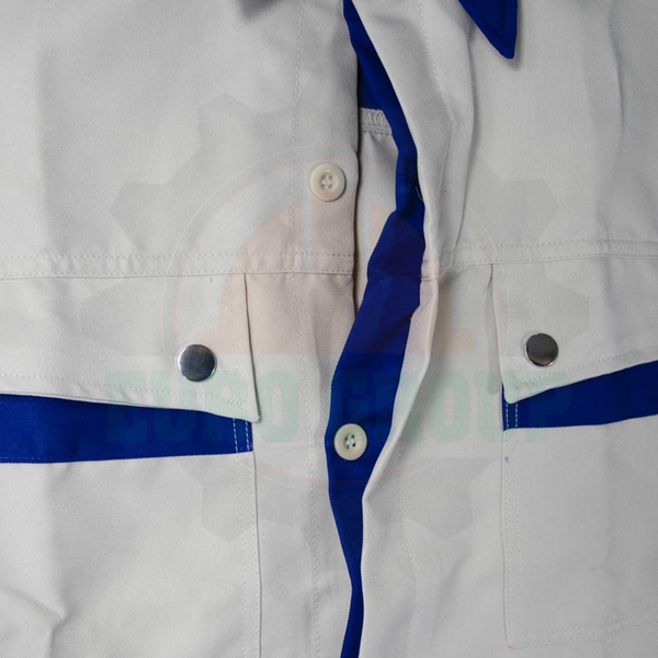 Áo đồng phục công nhân phối màu kem xanh bích