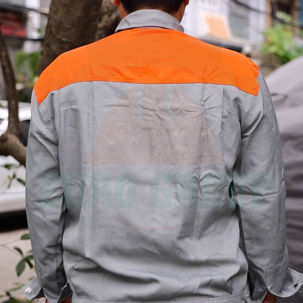 Áo đồng phục công nhân phối màu xám cam